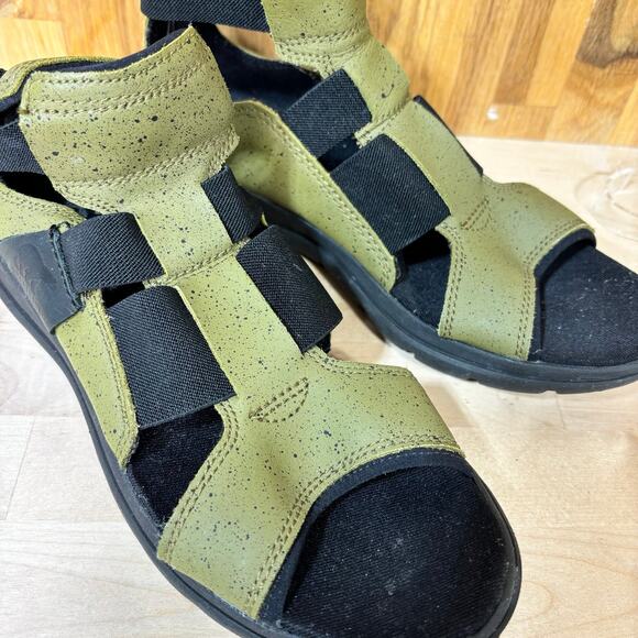 Sorel Women’s Explorer Gladiator Green Leather Gore Elastic Stretch Sandal 7.5 - Picture 10 of 11